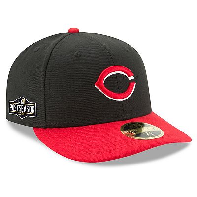 Men s New Era Black Red Cincinnati Reds 2020 Postseason Side Patch Alternate Low Profile 59FIFTY Fitted