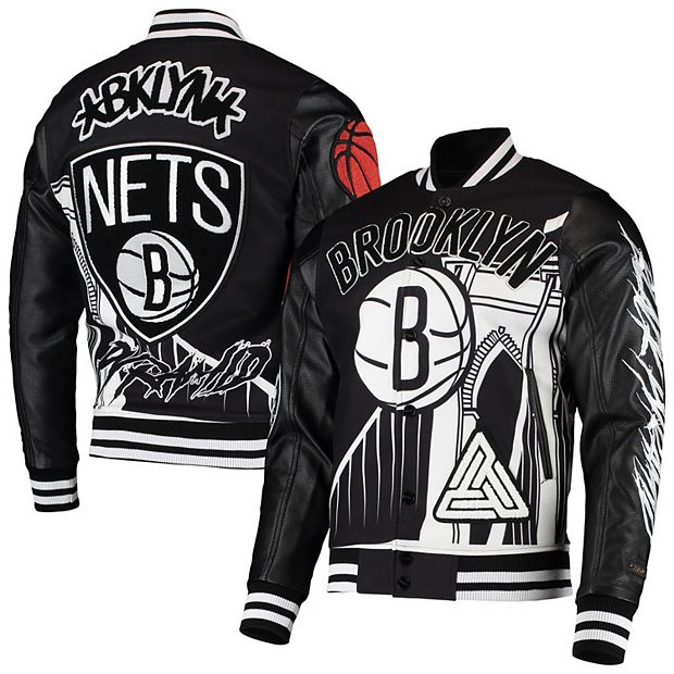 Brooklyn Nets Letterman Black Leather Jacket