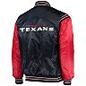 Men's Starter Navy/Red Houston Texans Enforcer Satin Varsity Full-Snap Jacket