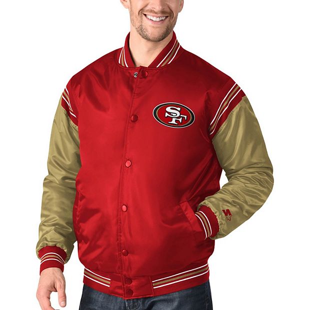 Men's Starter Scarlet/Gold San Francisco 49ers Enforcer Satin Varsity  Full-Snap Jacket