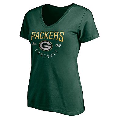 Women's Fanatics Branded Green Green Bay Packers Live For It V-Neck T-Shirt