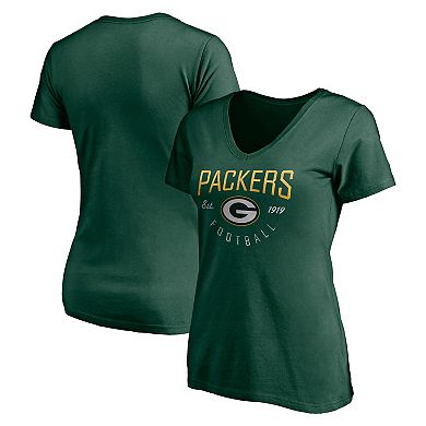 Women's Fanatics Branded Green Green Bay Packers Live For It V-Neck T-Shirt