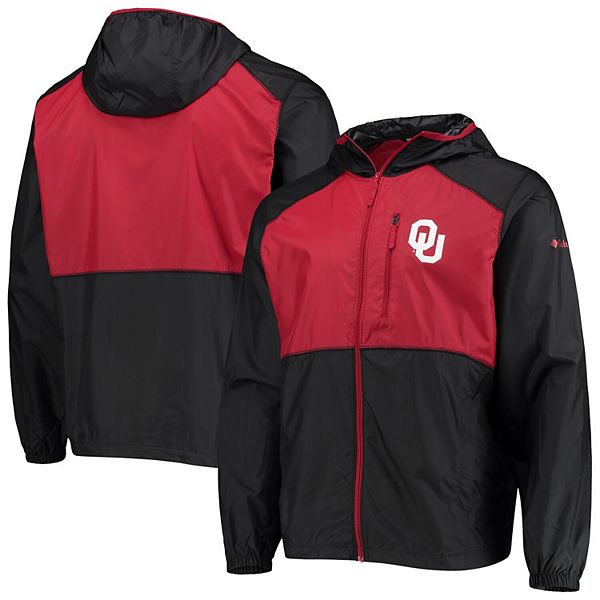 Men's Columbia Black/Crimson Oklahoma Sooners Flash Forward Hoodie Full ...