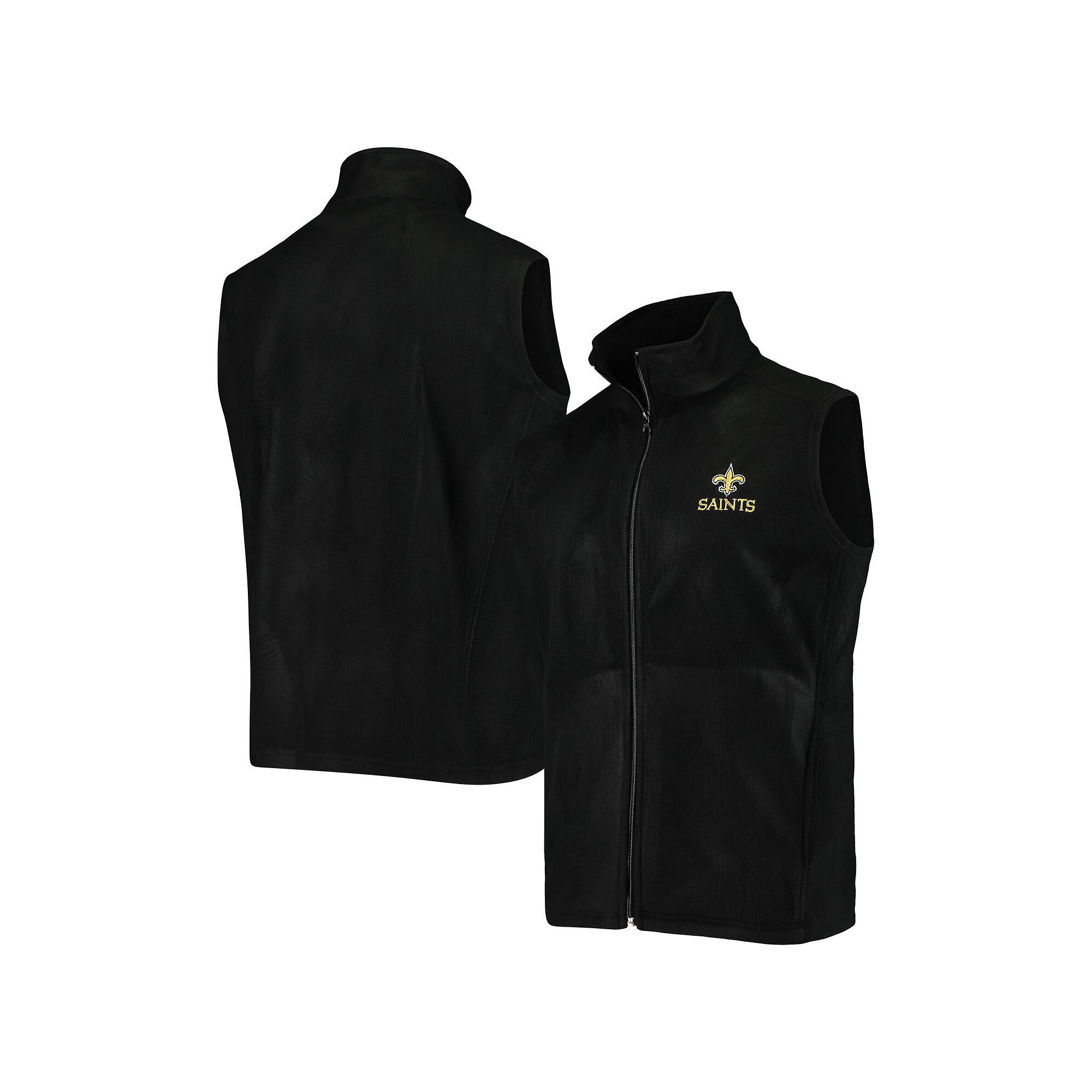 Mens Black New Orleans Saints Houston Fleece Full-Zip Vest, Size: Large