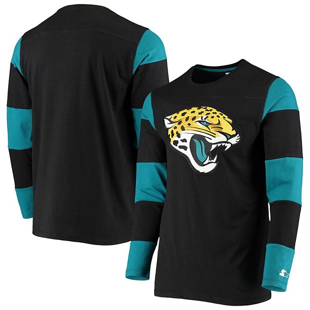 Men's Starter Black/Teal Jacksonville Jaguars Field Jersey Long Sleeve T- Shirt