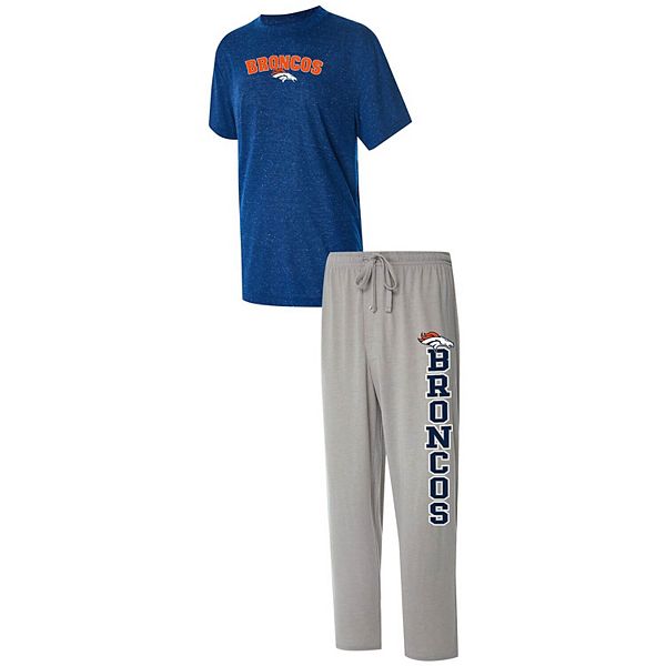 Men's Concepts Sport Gray/Navy Denver Broncos Satellite T-Shirt & Pants  Sleep Set