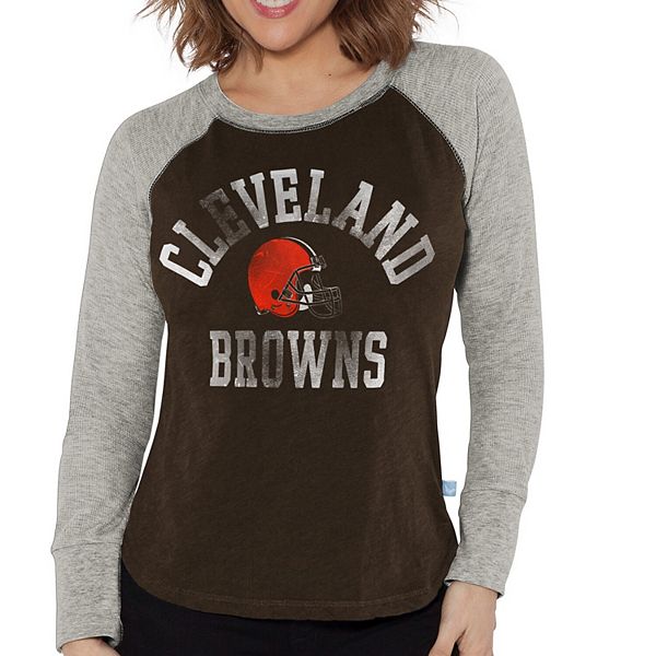 Women's Touch Brown Cleveland Browns Waffle Raglan Long Sleeve T-Shirt