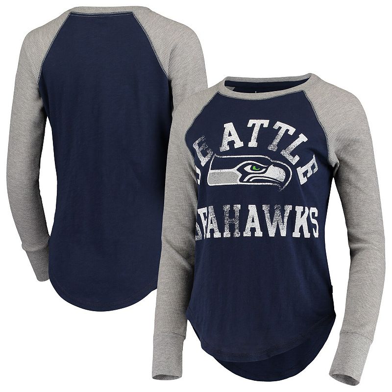 Womens Touch by Alyssa Milano College Navy/Gray Seattle Seahawks Waffle Ra