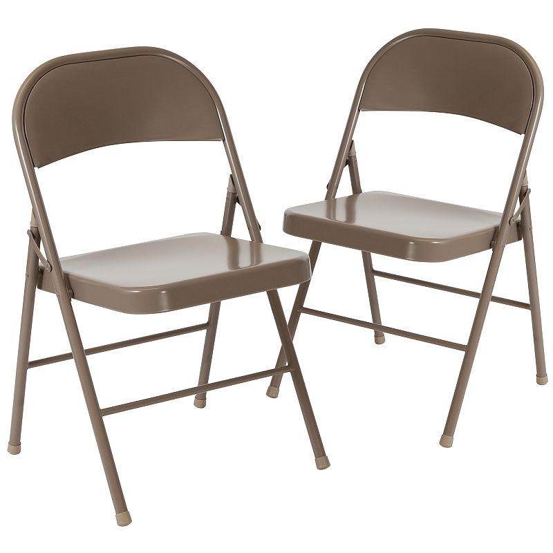 Flash Furniture Hercules Double Braced Folding Chair 2-piece Set, Beig/Gree