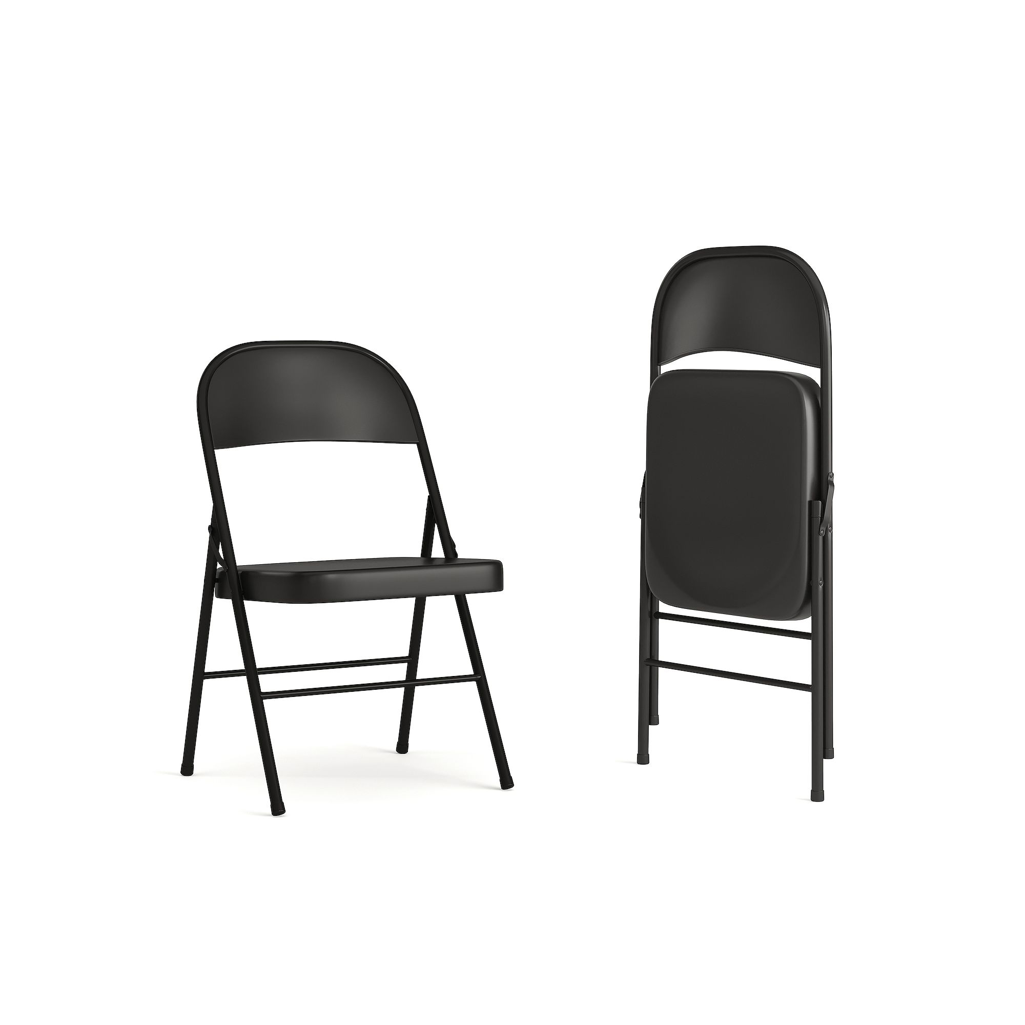 Flash Furniture Hercules Double Braced Folding Chair 2-piece Set, Black
