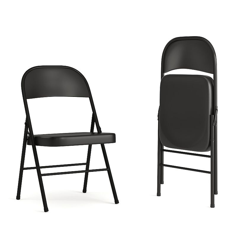 Flash Furniture Hercules Double Braced Folding Chair 2-piece Set, Black