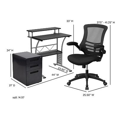 Flash Furniture Work From Home Desk, Office Chair & Filing Cabinet 3-piece Set
