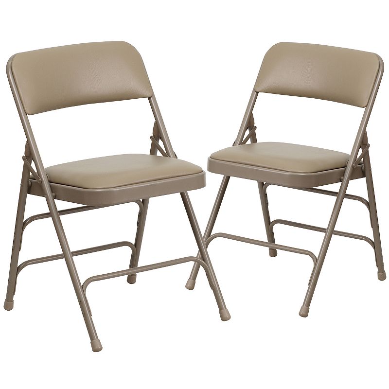 Flash Furniture Hercules Double Hinged Folding Chair 2-piece Set, Beig/Gree