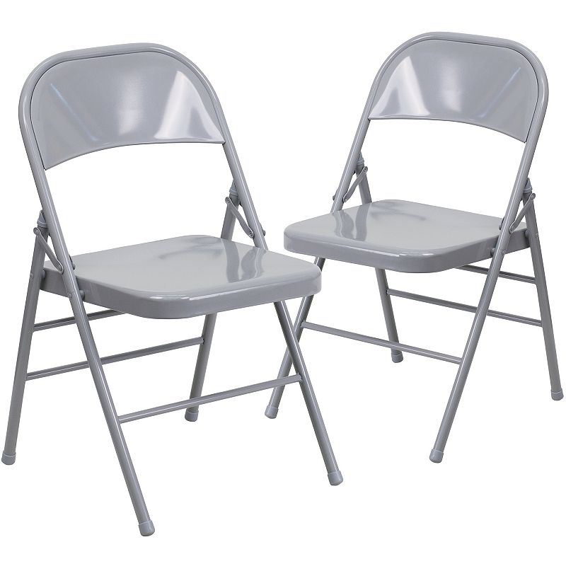 Flash Furniture Hercules Triple Braced Folding Chair 2-piece Set, Grey