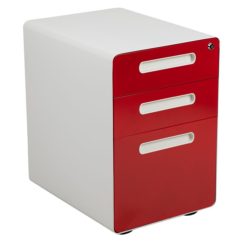 Flash Furniture Two-Tone 3-Drawer Filing Cabinet, Red