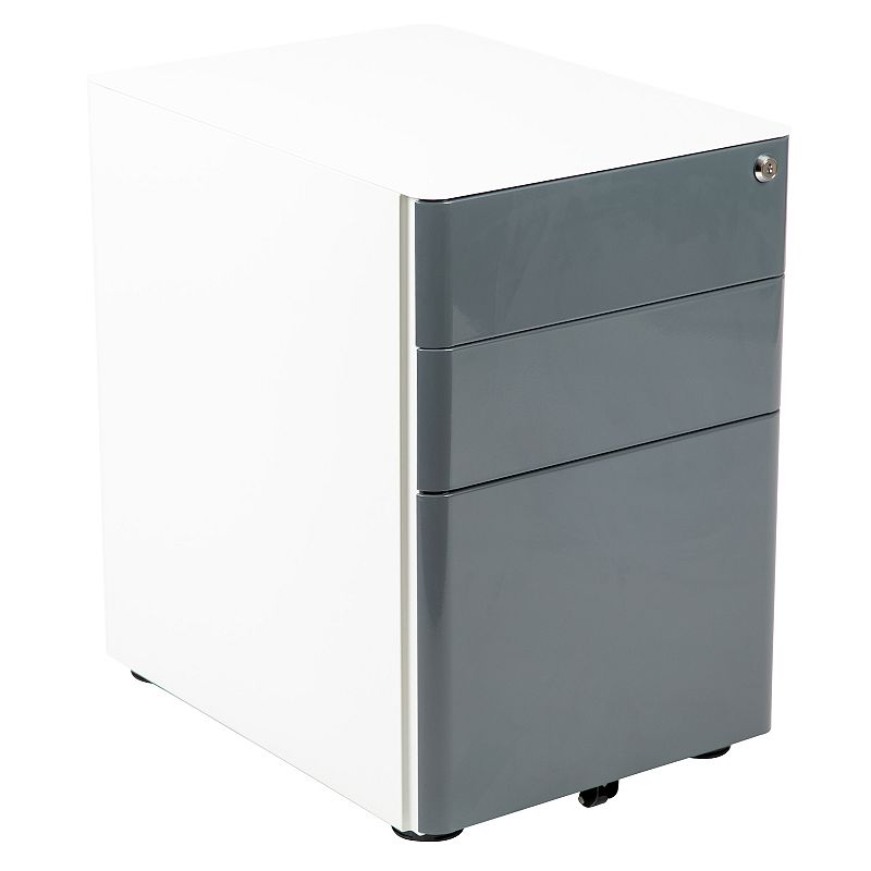 Flash Furniture Two-Tone Modern 3-Drawer Filing Cabinet, Grey