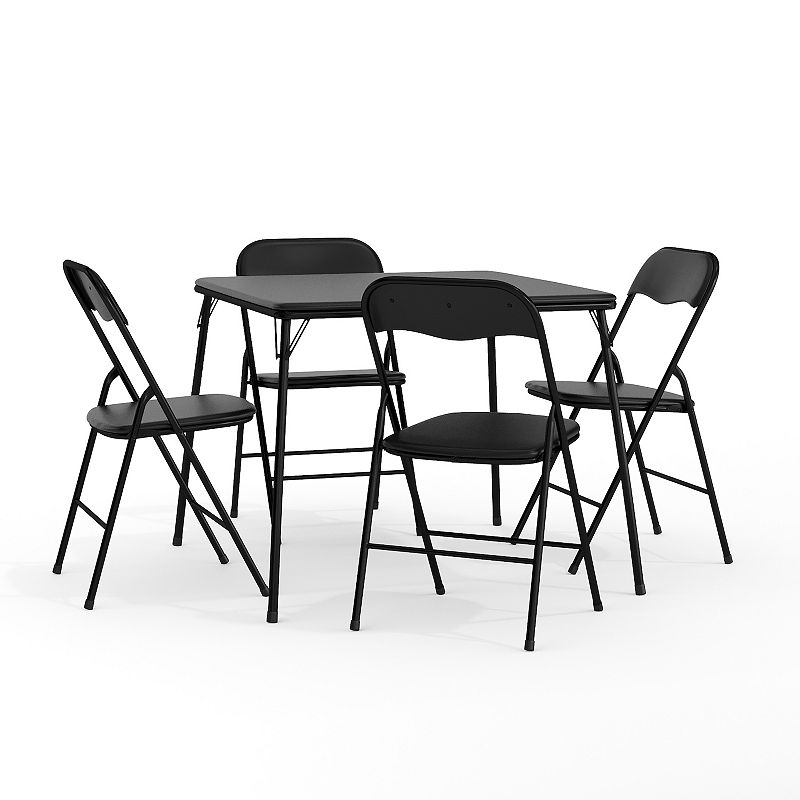 Flash Furniture Folding Card Table and Chair 5-piece Set, Black