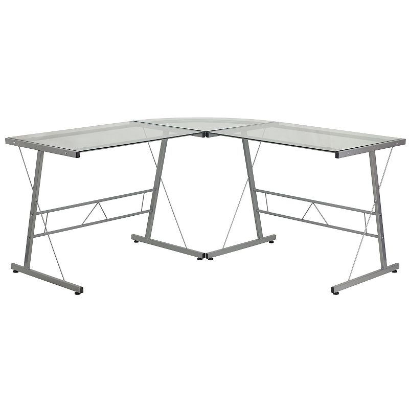 53526389 Flash Furniture L-Shaped Glass Top Desk, Multicolo sku 53526389