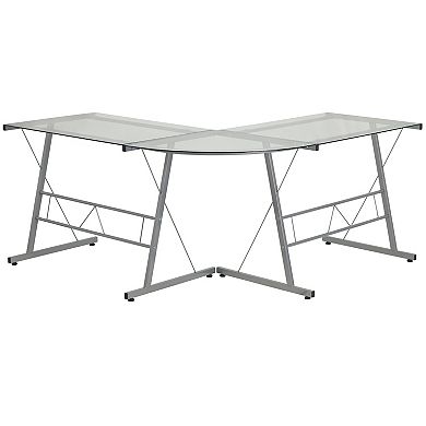 Flash Furniture L-Shaped Glass Top Desk