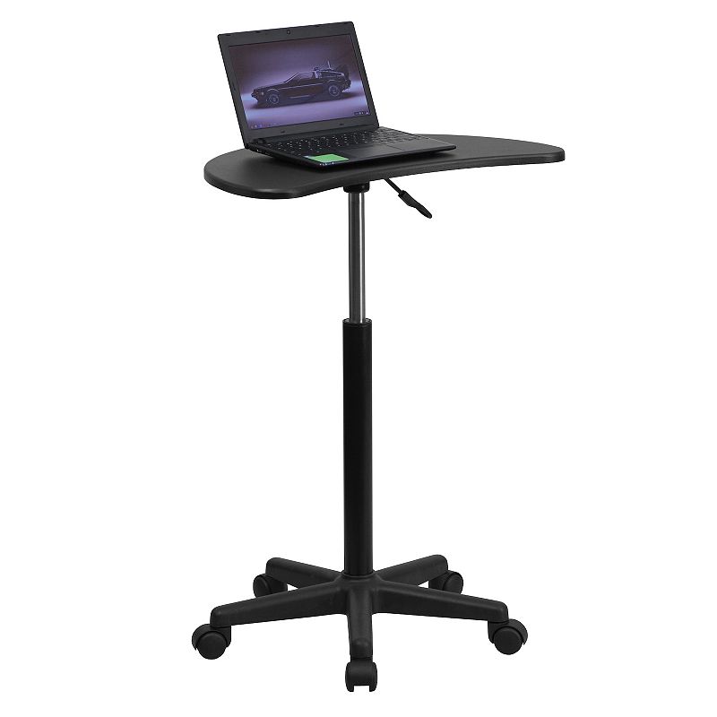 Flash Furniture Adjustable Height Rolling Desk, Black