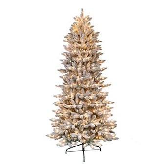 PULEO INTERNATIONAL 7.5-ft. Pre-Lit Flocked Franklin Artificial Christmas Tree