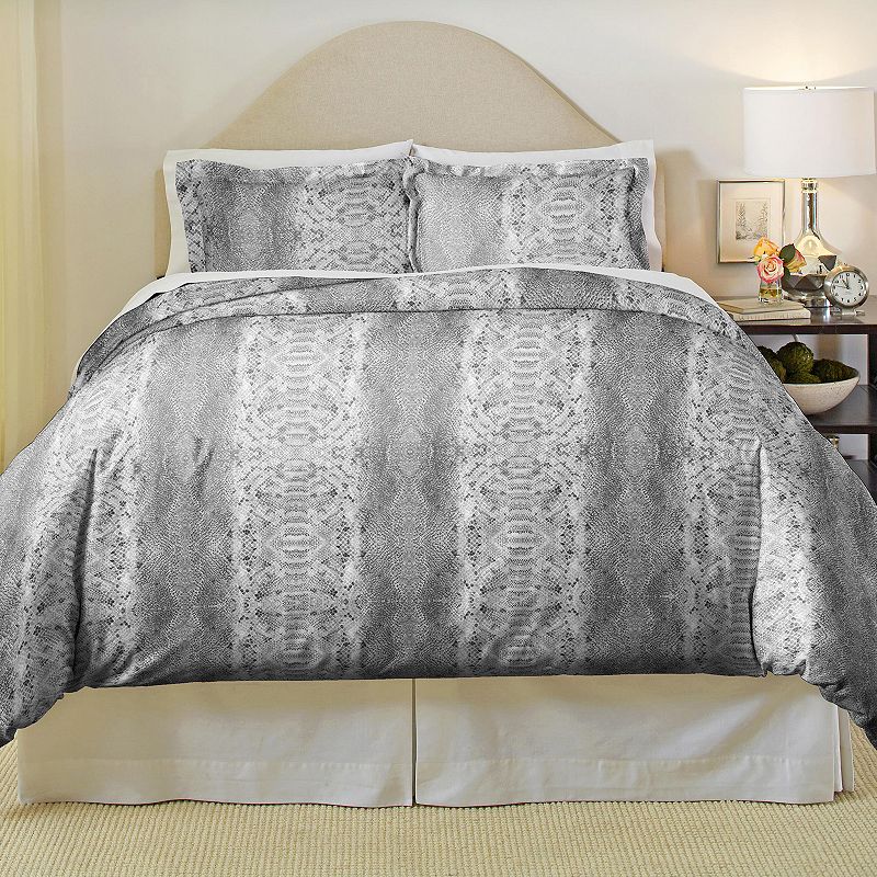 Pointehaven Python Soft Luxury Flannel Duvet Cover Set, Multicolor, Full/Qu