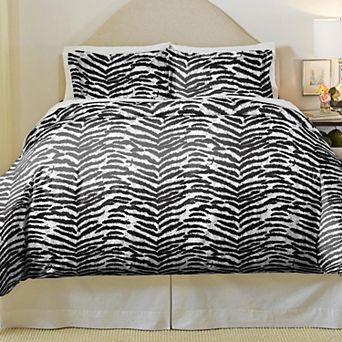 Pointehaven Zebra Soft Luxury Flannel Duvet Cover Set