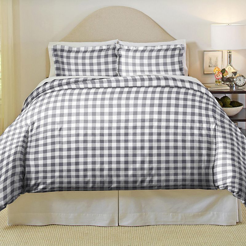 Pointehaven Soft Luxury Flannel Duvet Cover Set, Multicolor, Full/Queen