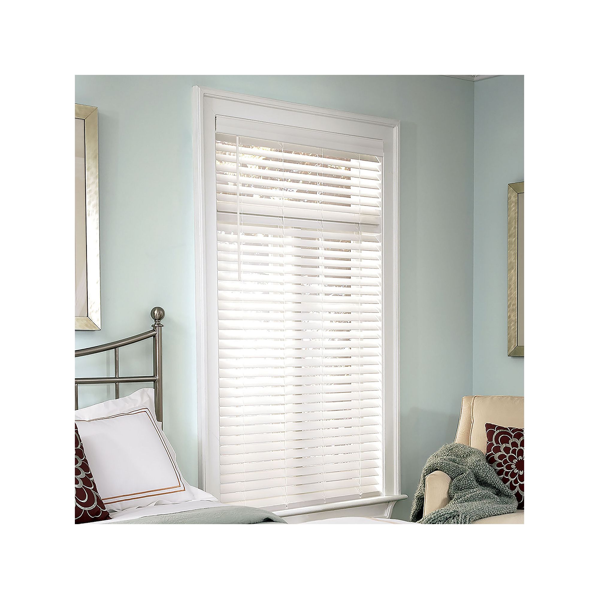 Lumino 2 Custom Size Faux Wood Cordless Blind - 72 Length, White