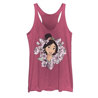 Juniors' Disney Mulan Flower Framed Portrait Tank Top