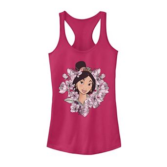 Juniors' Disney Mulan Flower Framed Portrait Tank Top