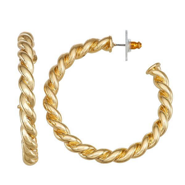 Dana Buchman® Gold Tone Twisted Hoop Earrings