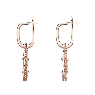 Gemminded Rose Gold Over Sterling Silver & Mother-Of-Pearl Flower Drop Earrings