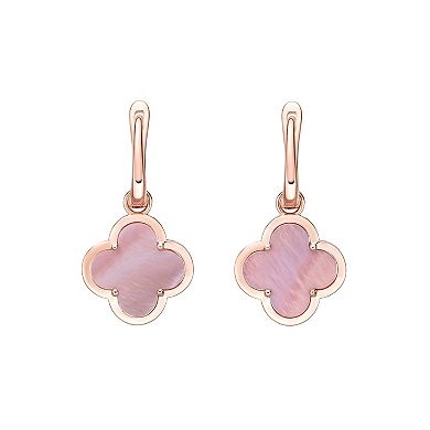 Gemminded Rose Gold Over Sterling Silver & Mother-Of-Pearl Flower Drop Earrings