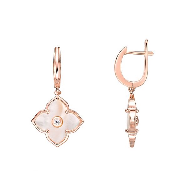 Gemminded Rose Gold Over Sterling Silver Cubic Zirconia & Mother-of-Pearl  Drop Earrings
