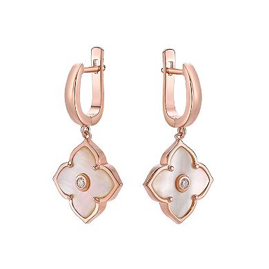 Gemminded Rose Gold Over Sterling Silver Cubic Zirconia & Mother-of-Pearl Drop Earrings