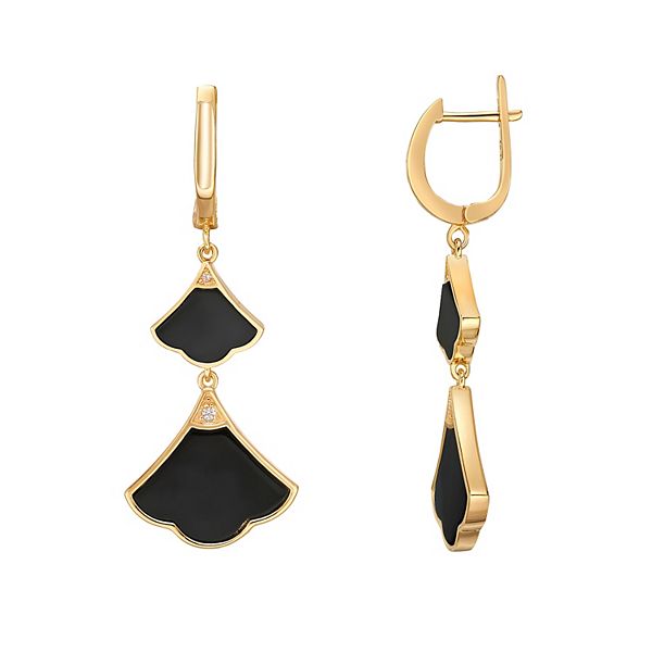 Gemminded Gold Over Sterling Silver Black Onyx & Cubic Zirconia Double ...