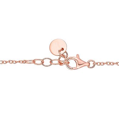 Gemminded Rose Gold Over Sterling Silver Mother-Of-Pearl & Cubic Zirconia Flower Pendants Bracelet