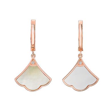 Gemminded Rose Gold Over Sterling Silver Mother-Of-Pearl & Cubic Zirconia Drop Earrings