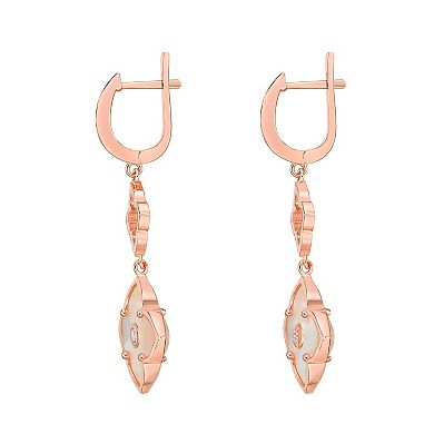 Gemminded Rose Gold Over Sterling Silver Mother-Of-Pearl & Cubic Zirconia Flower Double-Drop Earrings