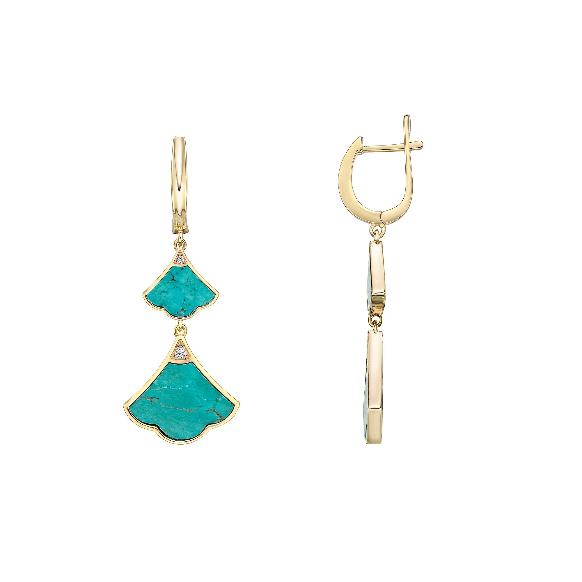 Gemminded Gold Over Sterling Silver Turquoise & Cubic Zirconia Double Drop 