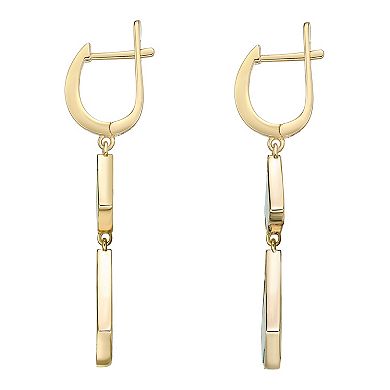 Gemminded Gold Over Sterling Silver Turquoise & Cubic Zirconia Double Drop Earrings