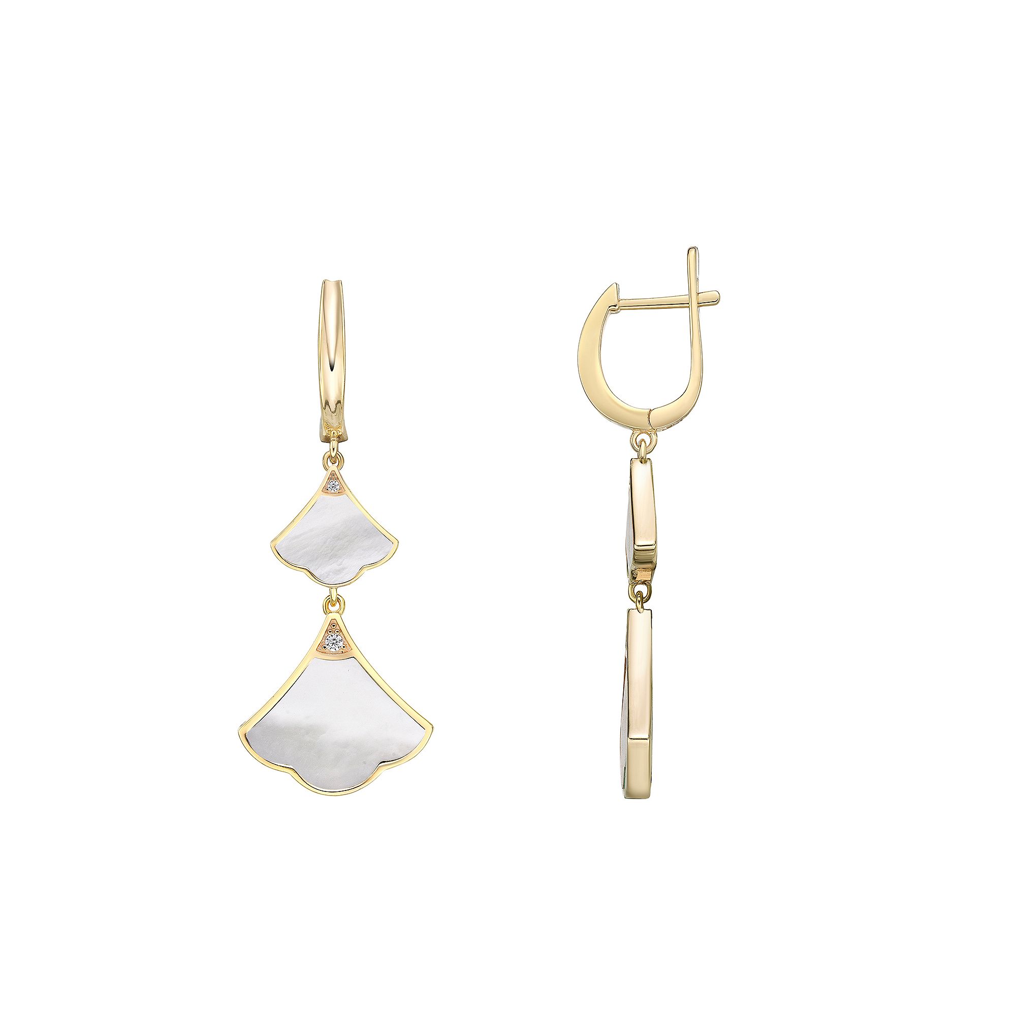 Gemminded Gold Over Sterling Silver Mother-Of-Pearl & Cubic Zirconia Double
