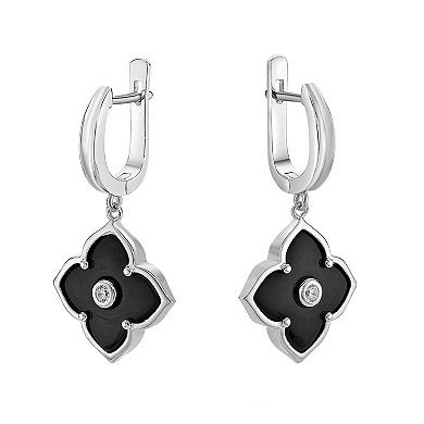 Gemminded Sterling Silver Black Onyx & Cubic Zirconia Drop Earrings