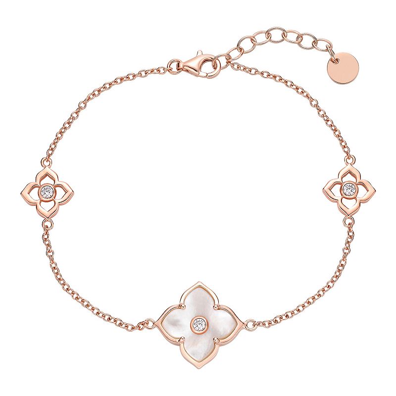 Gemminded Rose Gold Over Sterling Silver Mother-Of-Pearl & Cubic Zirconia 