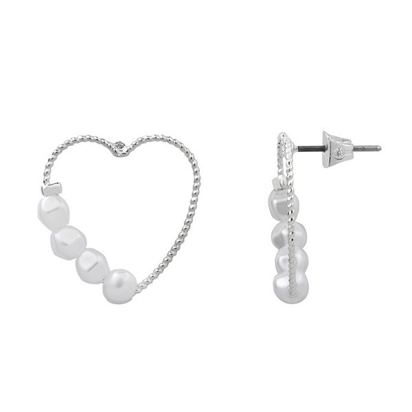 LC Lauren Conrad Silver Tone Heart Nickel Free Drop Earrings