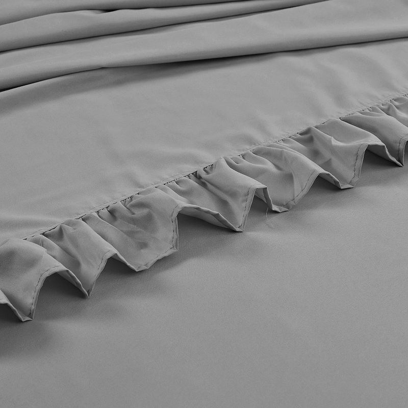 Lush Decor Reyna Ruffle Sheet Set, Grey, FULL SET