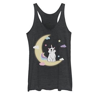 Juniors' Caticorn Cloudy Moon Graphic Tank Top