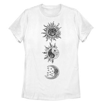 Juniors' Sun Moon Woodcut Galactic Graphic Tee