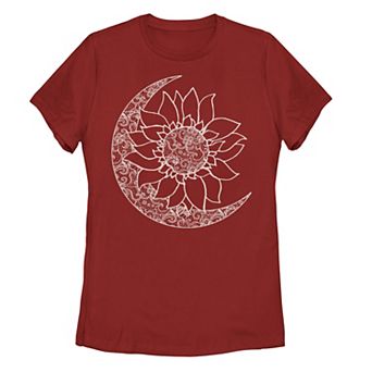 Juniors' Moon & Sun Inside Sunflower Graphic Tee